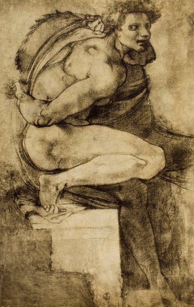 Study of a Male Nude with Bent Leg by Michelangelo Buonarroti